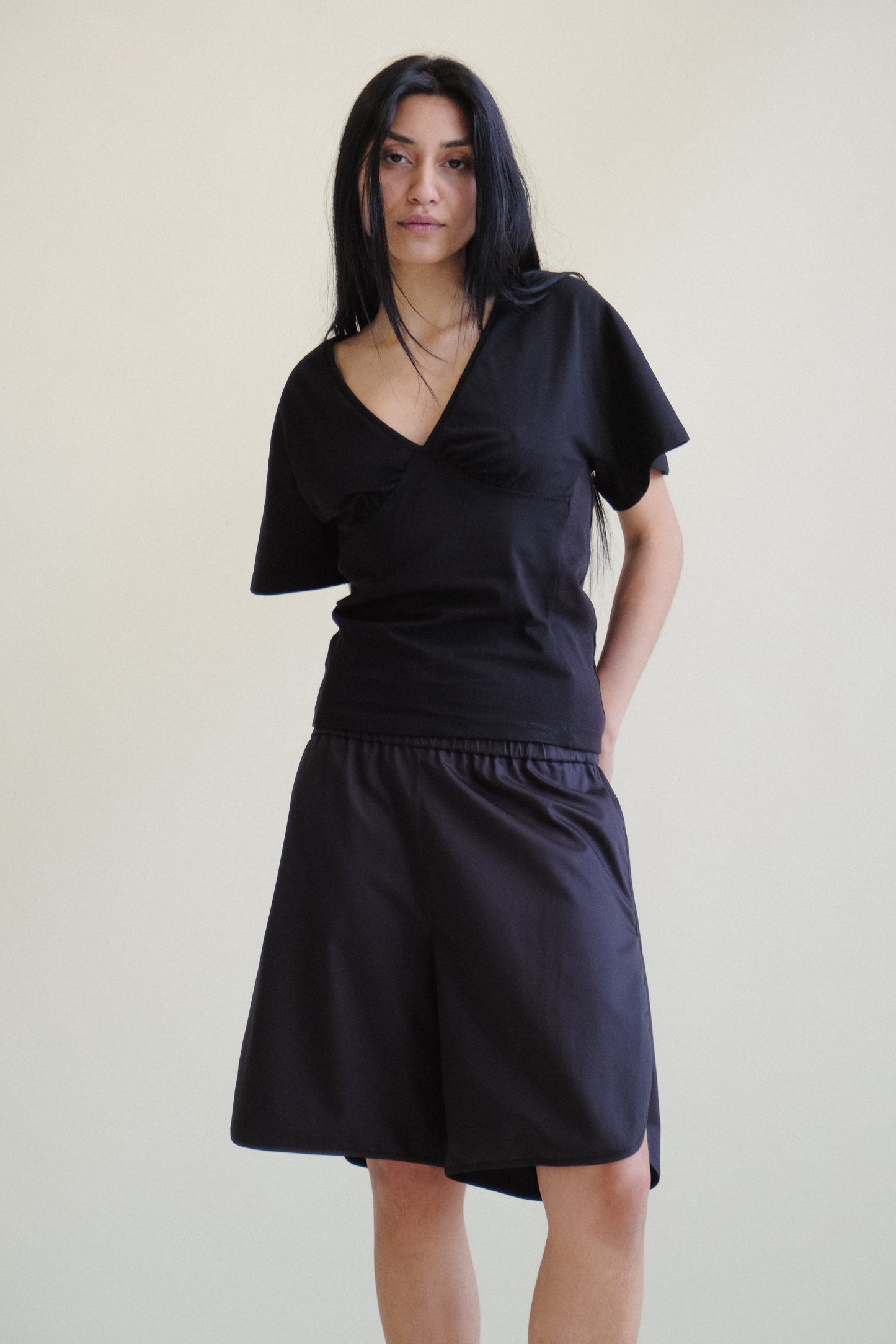 Charli Short in Satin Cotton Poplin